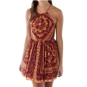 Ecoté Urban Outfitters Halter Top Mini Dress Open Back Magenta Orange Women’s 6